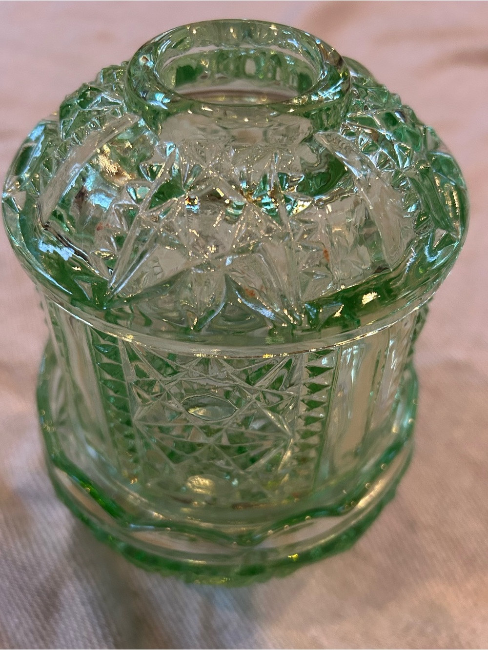 Indiana Glass “Stars and Bars" fairy lamp in Chantilly Green - Picture 2 of 8